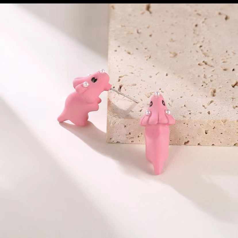 Wholesale Silver Needle Cartoon Animal Small Dinosaur Crocodile Cute Earrings