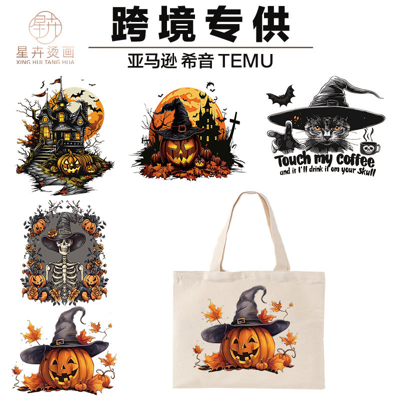 Wholesale Pumpkin Skull Terrifying Halloween UV DTF Ready to Press Transfers Wraps