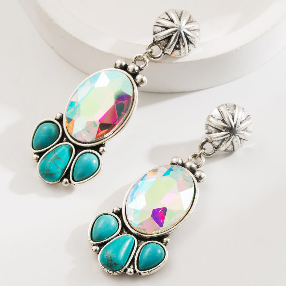 Wholesale Fashion Vintage Bohemian Turquoise Fashion Trend Temperament Versatile Stud Earrings