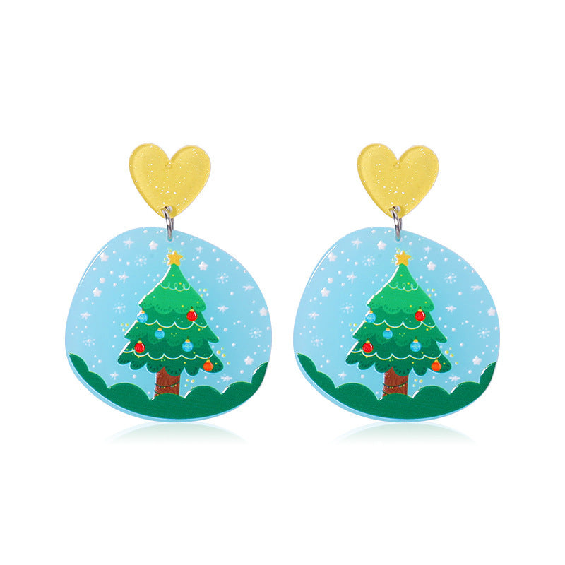 Wholesale Acrylic Christmas Earrings Festive Snowflake Snowman Wreath Design Trendy Jewelry Accessory Gift