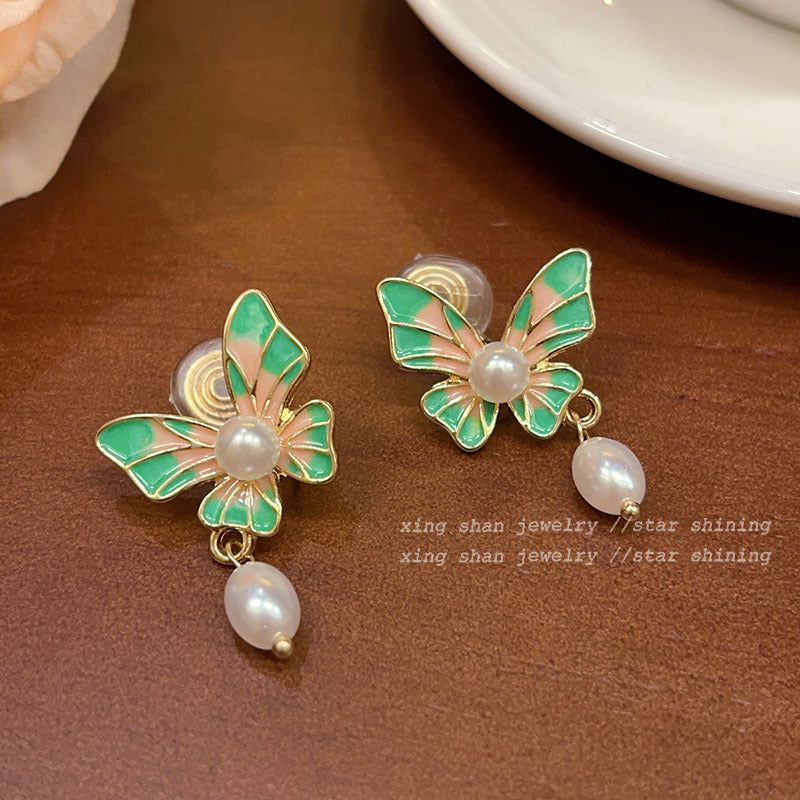 Pendientes de aleación de mariposas de esmalte al por mayor