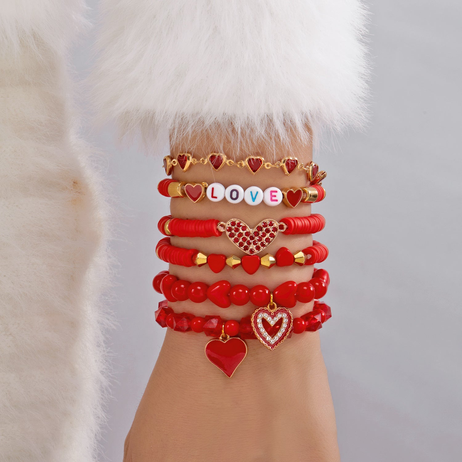 Wholesale  Valentine' s Day Heart Multi Bracelet Set
