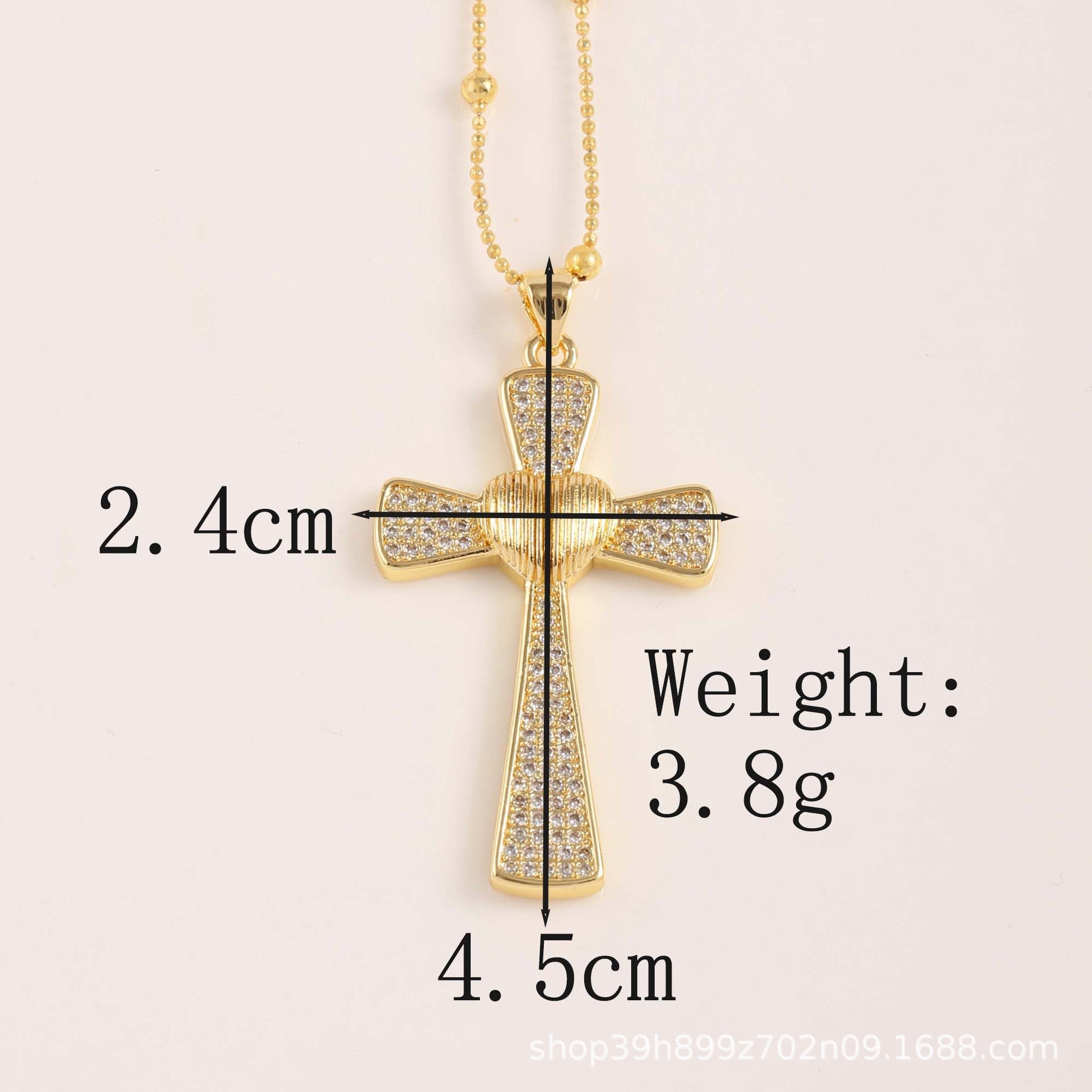 Wholesale Gold cross micro inlaid zircon pendant necklace
