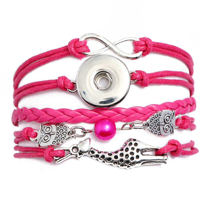 Brazalete de aleación de cuero de hebilla tejida al por mayor