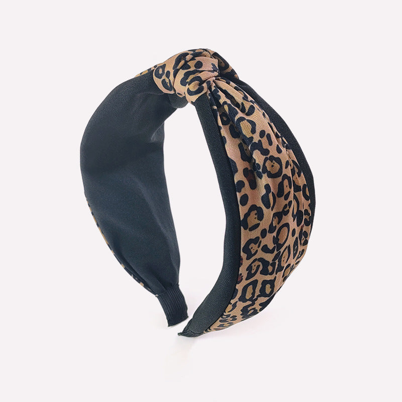 Wholesale Leopard Pattern Color Matching Cross Fabric Hair Bands