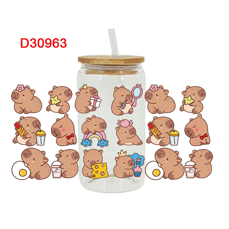 Wholesale Rainbow Flower Cartoon Animal 16oz Cup UV DTF Wraps OLY Exclusive