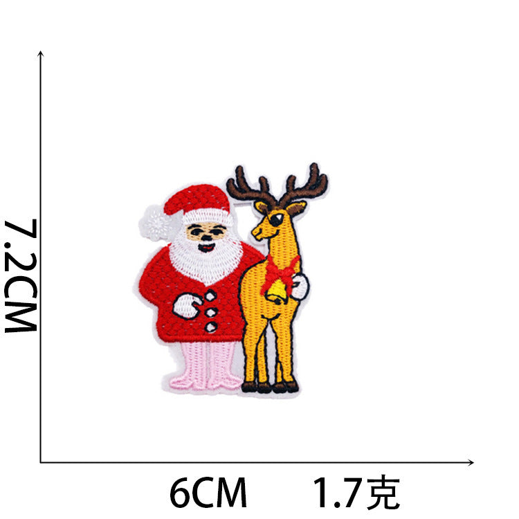 Wholesale Stylish Christmas Embroidered Patch Set Santa Snow Globe Polyester Iron On Appliques For Casual Clothing Boutique