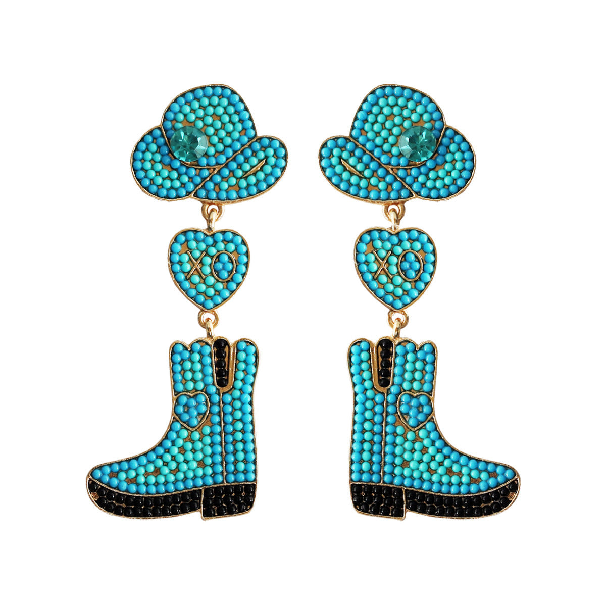 Wholesale Western Cowboy Hats Boots Heart shaped Earrings