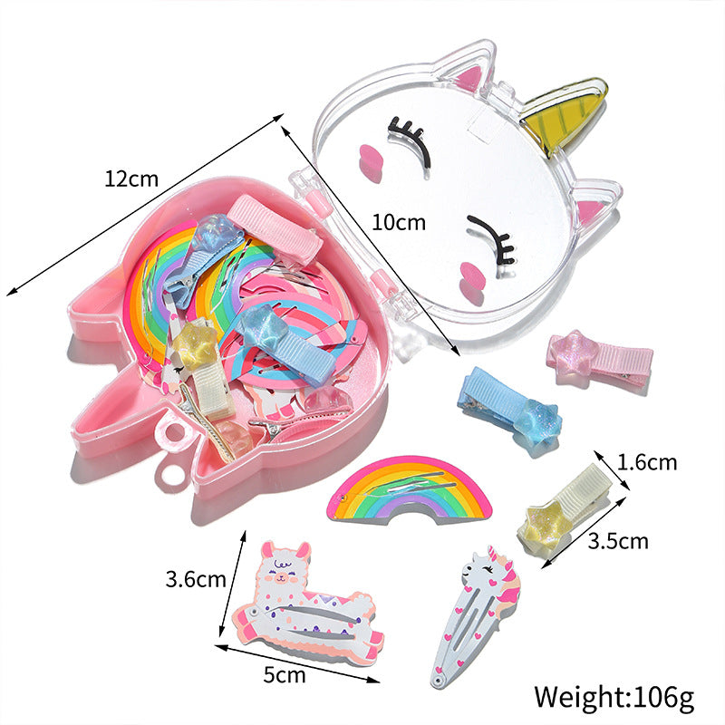 Wholesale Plastic Unicorn Suitcase Kids Hair Accessories Set