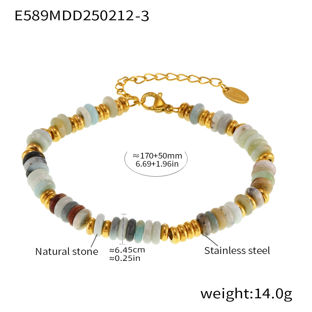 Wholesale Abacus Bead Titanium Steel Gold Plated Bracelet