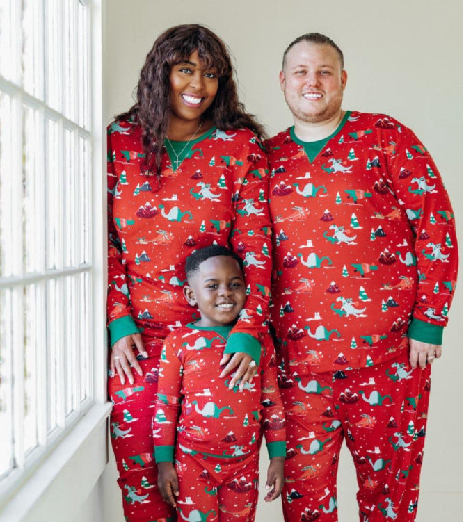 Wholesale Christmas Printed Parent-child Long-sleeved Pajamas Set