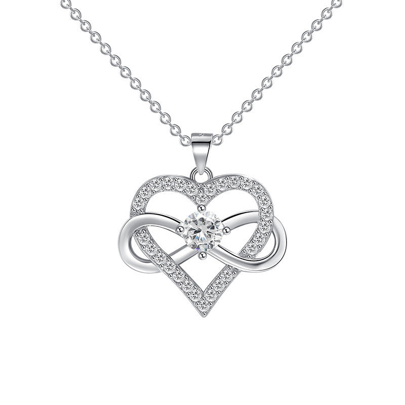 Wholesale 8-shaped infinity symbol zircon heart necklace