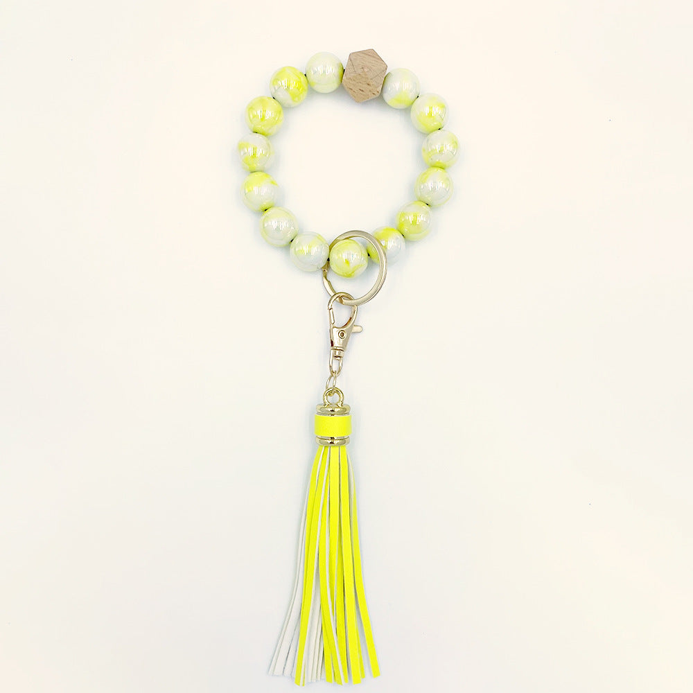 Wholesale Wooden Beads Tassel Bracelet Keychain
