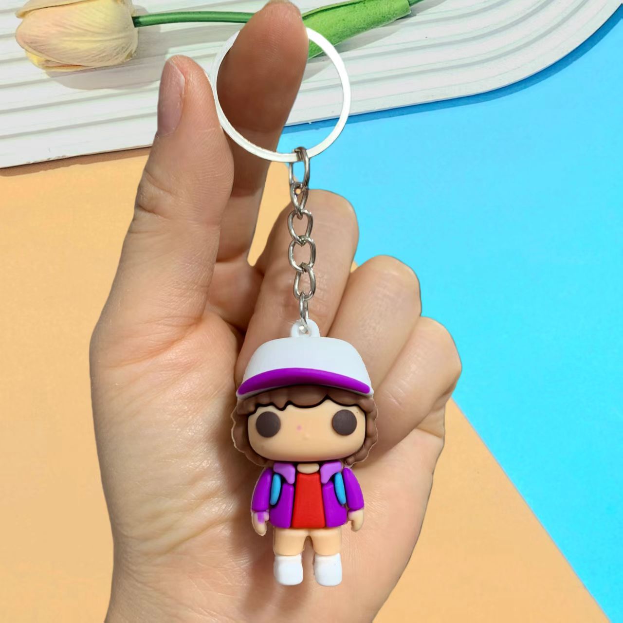 Wholesale Colorful cartoon flowers Keychains