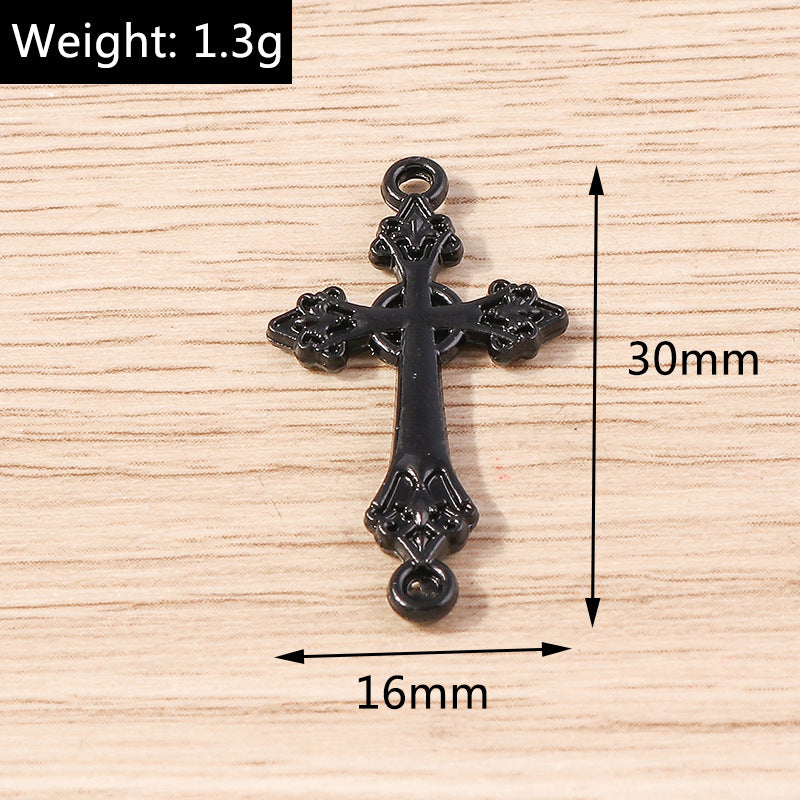 Wholesale 10pcs/pack Electroplated Alloy Hollow Dark Black Rose Cross DIY Jewelry Accessories