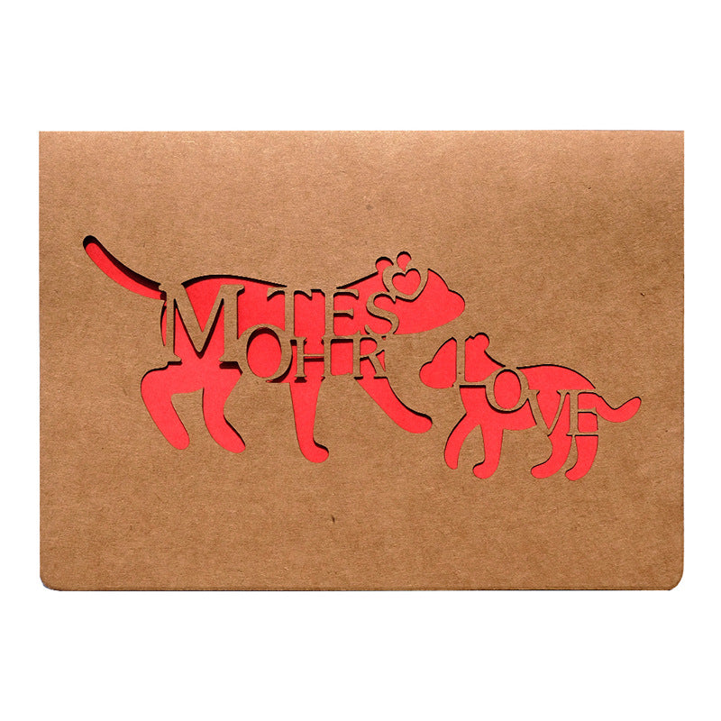 Wholesale of 10pcs/pack Mother's Day Hollowed Out Kraft Paper Folding Paper Greeting Cards