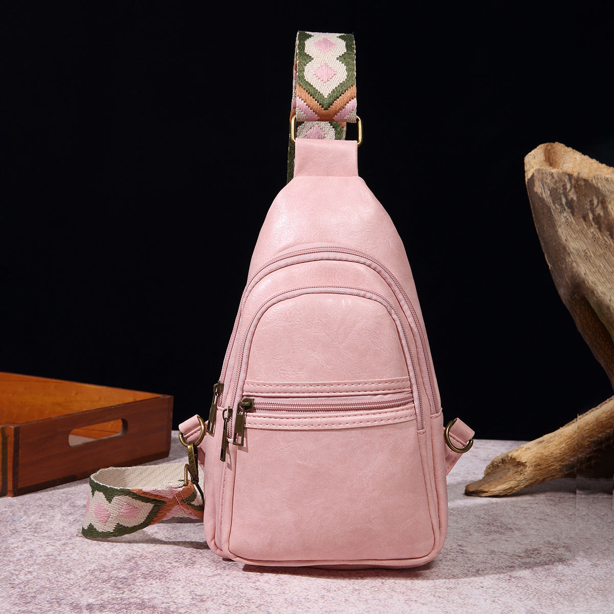 Wholesale Retro Casual Chest Bag PU Solid Color Crossbody Bag Bohemian Style Waist Bag