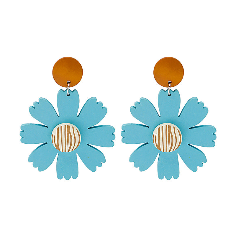 Pendientes de flores de color de contraste al por mayor de contraste