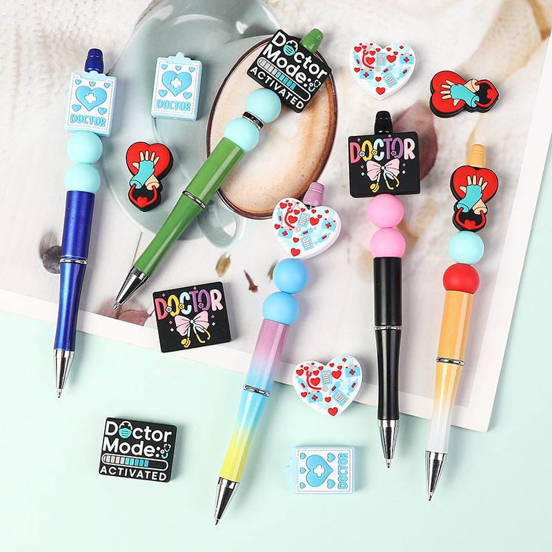 Wholesale 20pcs  Silicone beads for doctors and nurses with English letters  Focal Beads