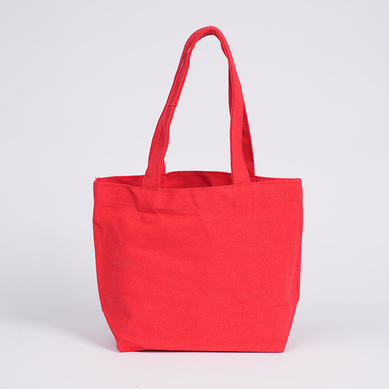 Wholesale 12 color cotton in stock canvas bag cute portable small cloth bag logo hand gift cotton bag