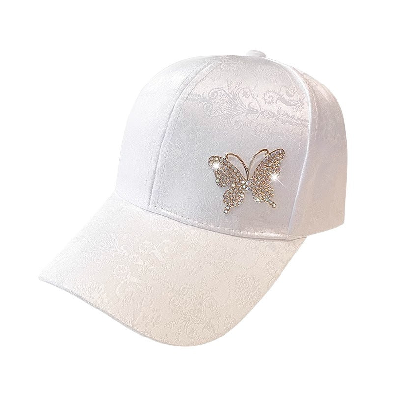 Wholesale Rhinestone lace pattern butterfly fashionable all-match sun protection baseball hat