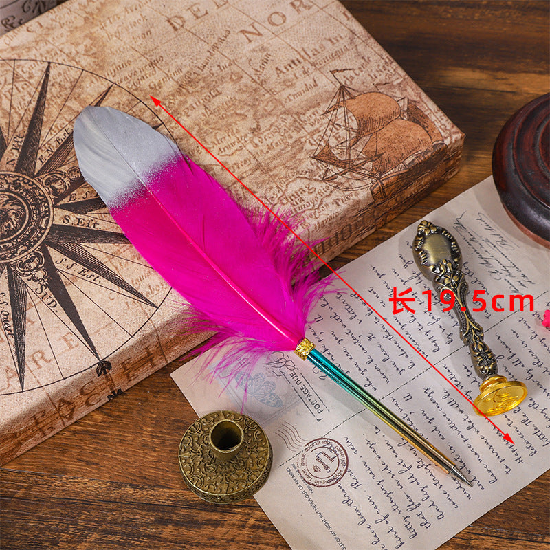 Wholesale 10pcs/pack Gradient Color Feather Pen Ballpoint Pen