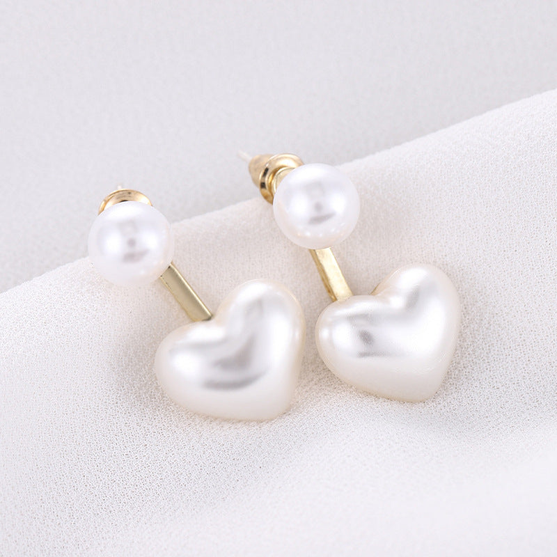Wholesale Love Pearl Two Zinc Alloy Earrings
