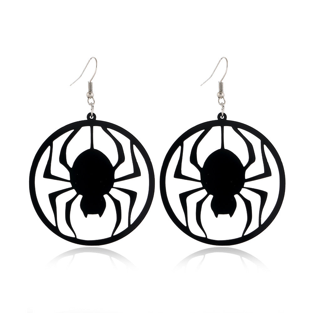 Wholesale Handmade Acrylic  Earrings Skull  Web Bat Design Trendy Jewelry Accessory For Party