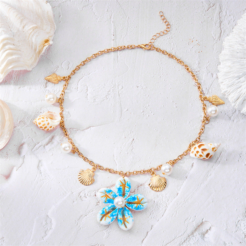 Wholesale Hand-woven shell flower necklace