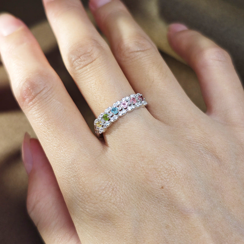 Wholesale 925 silver natural colored tourmaline ring