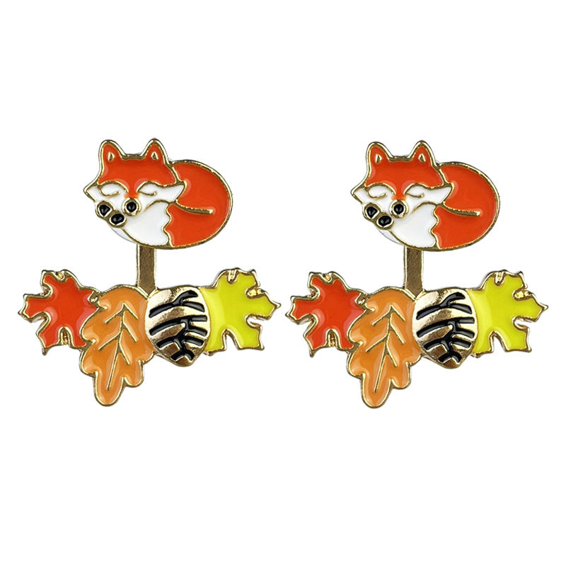 Wholesale 2 Pairs/pack Thanksgiving Turkey Maple Leaf Pumpkin Fox Football Earrings