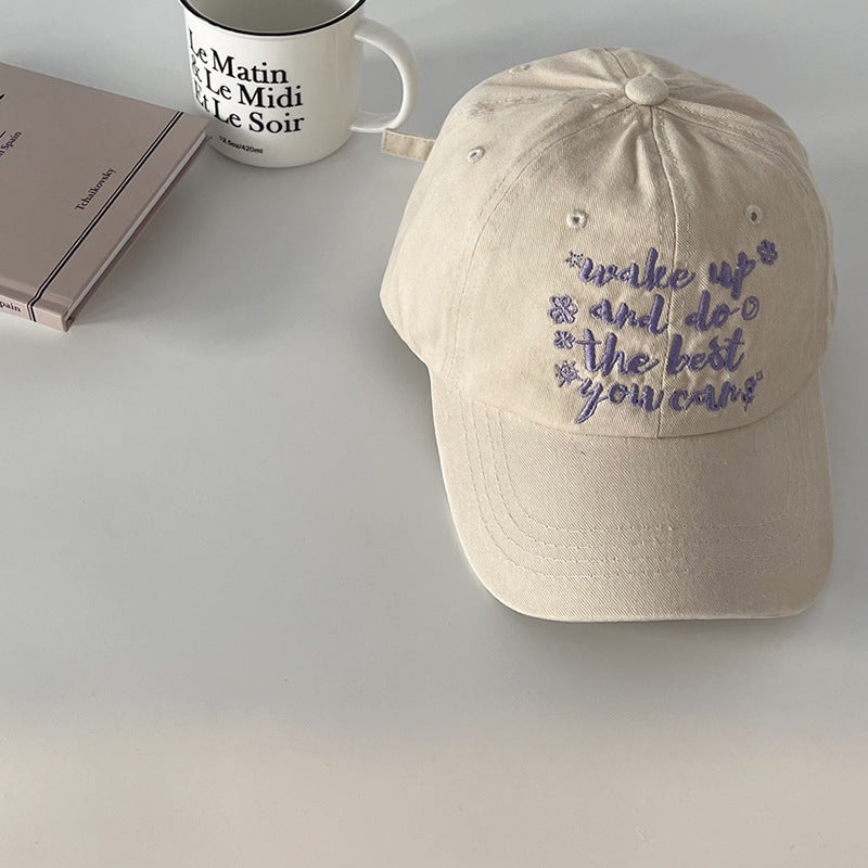 Wholesale Whitewashed Cotton American Retro Letter Vintage Duck Tongue Summer Sunshade Baseball Hat