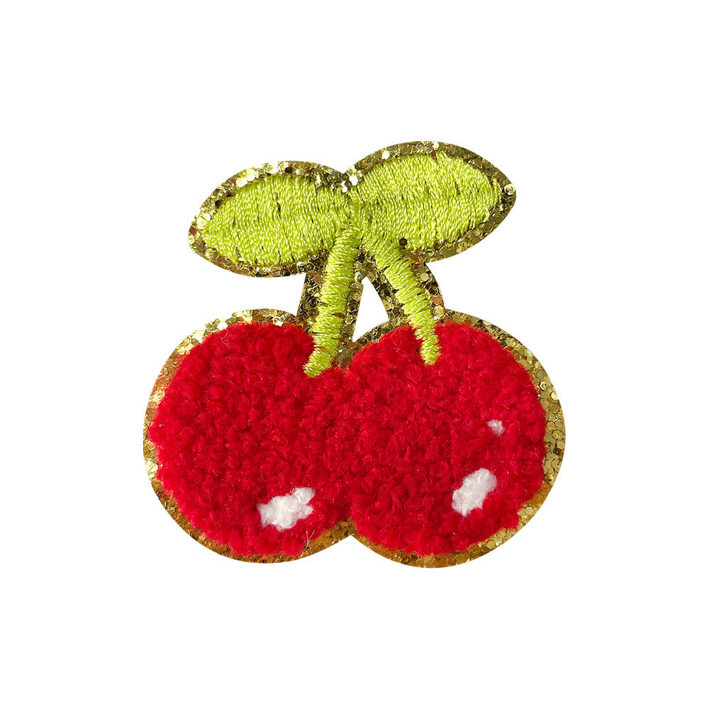Wholesale Cherry Fruit Towel Embroidery Patch Iron On Adhesive Applique For Coats Chic Fashion Accessory