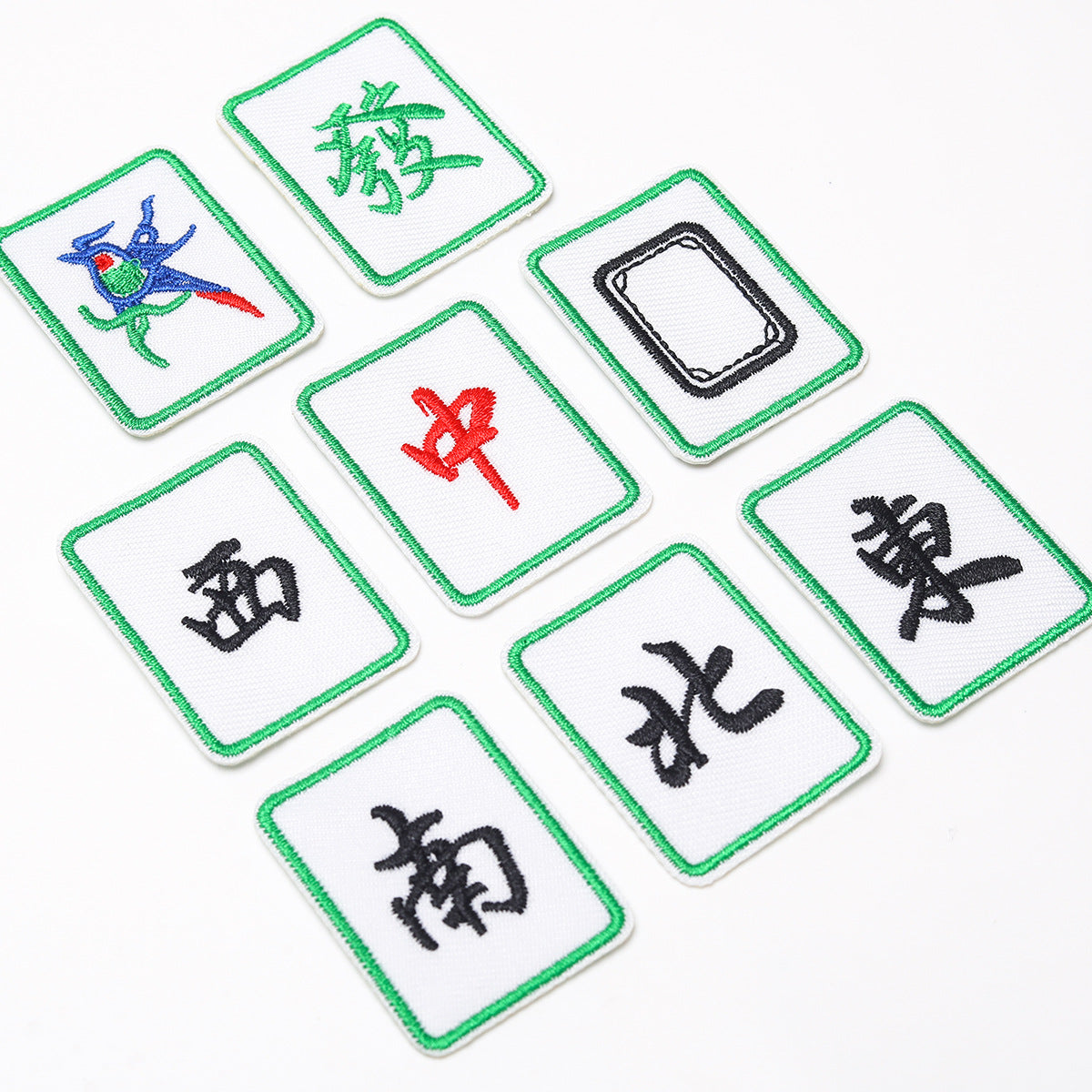 Wholesale Mahjong Embroidered Patches 8 Self Adhesive Twill Fabric Appliques For Clothing Bags Shoes Hats Boutique Resale Accessory
