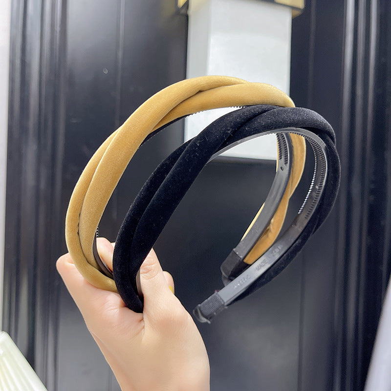 Wholesale Flocking Cloth Fried Dough Twists Braid Sponge Anti-skid Hair Hoop with Teeth