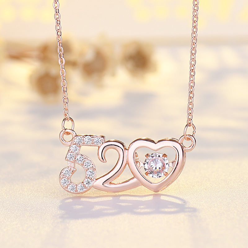 Wholesale 520 Digital  Heart- Pendant Copper Necklace