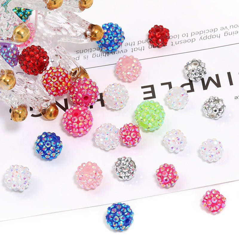 Wholesale Random 100pcs Colored diamond studded bead  Acrylic Beads