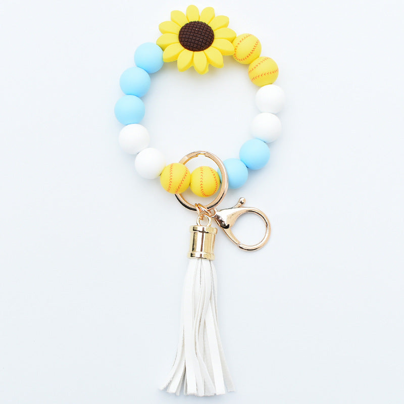 Llavero de muñeca con cuentas de girasol de silicona al por mayor