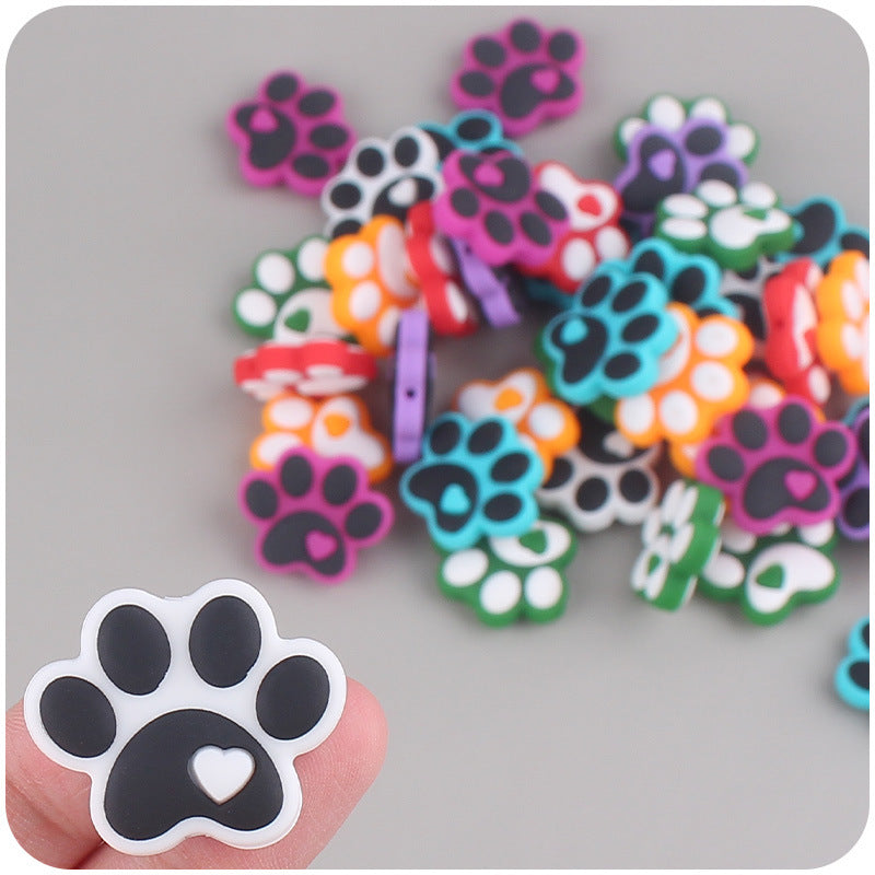 Wholesale of 3PCS Cartoon Dog Paw Silicone Focal Beads