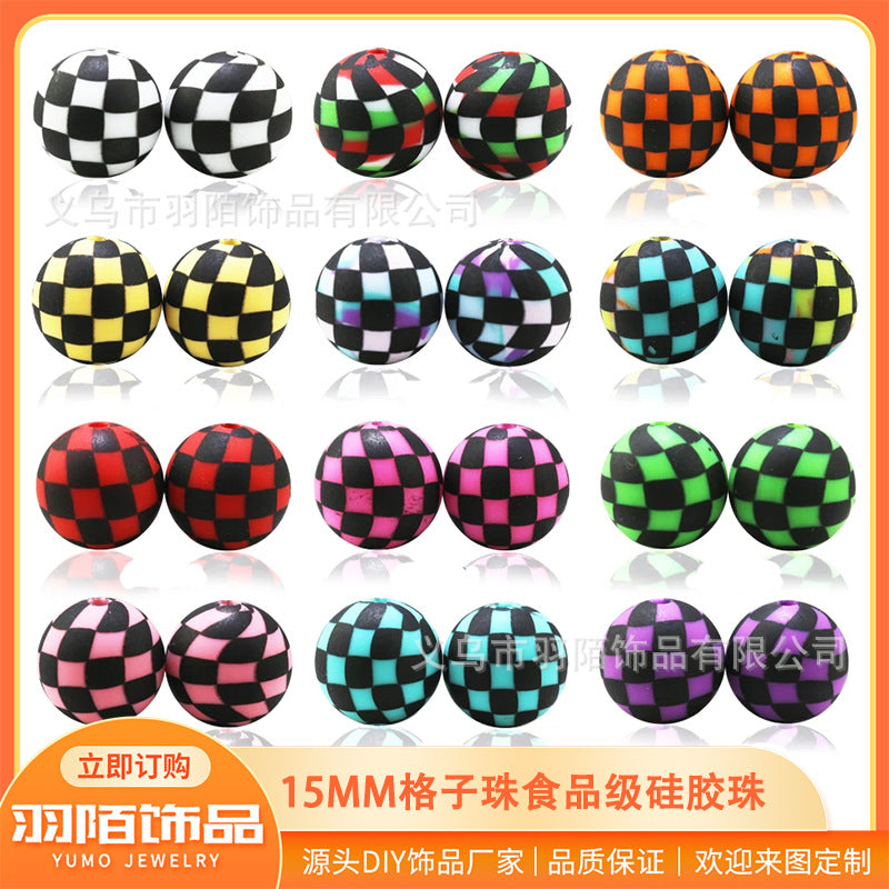 Wholesale 50pcs Silicone Grid Water Transfer Printing Beads