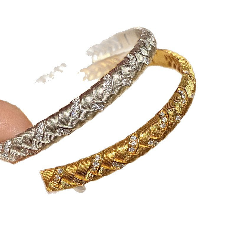Wholesale genuine gold electroplated zircon wheat ear woven bracelet