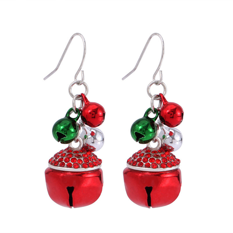 Wholesale Diamond Bell Snowflake Christmas Tree Earrings