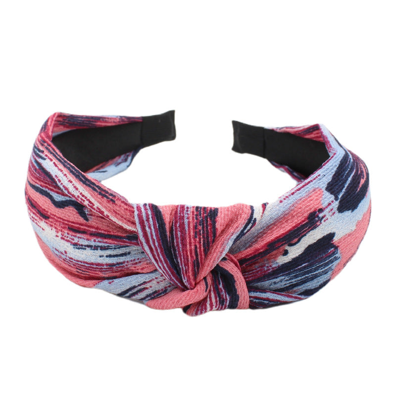 Wholesale Cross Pattern Knot Fabric Wide Edge Headband