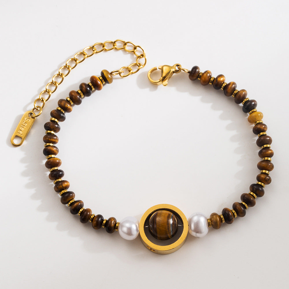 Wholesale Tiger Eye Titanium Steel Bracelet