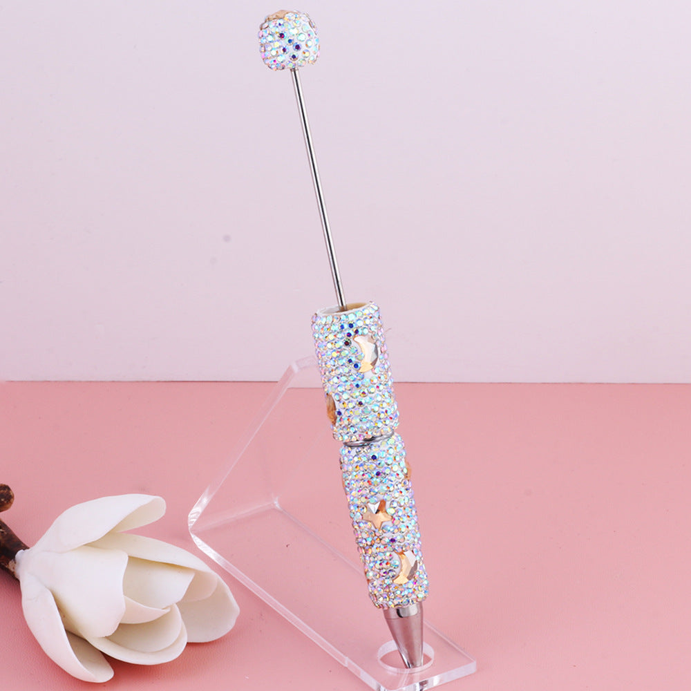 Wholesale  Live Hot Sale Colorful Star Star Moon Zircon Diamond Pen Ceramic Mud Full Diamond Beaded Pen DIY Beaded Accessories