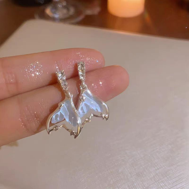 Wholesale Forest-style colorful diamond butterfly long earrings