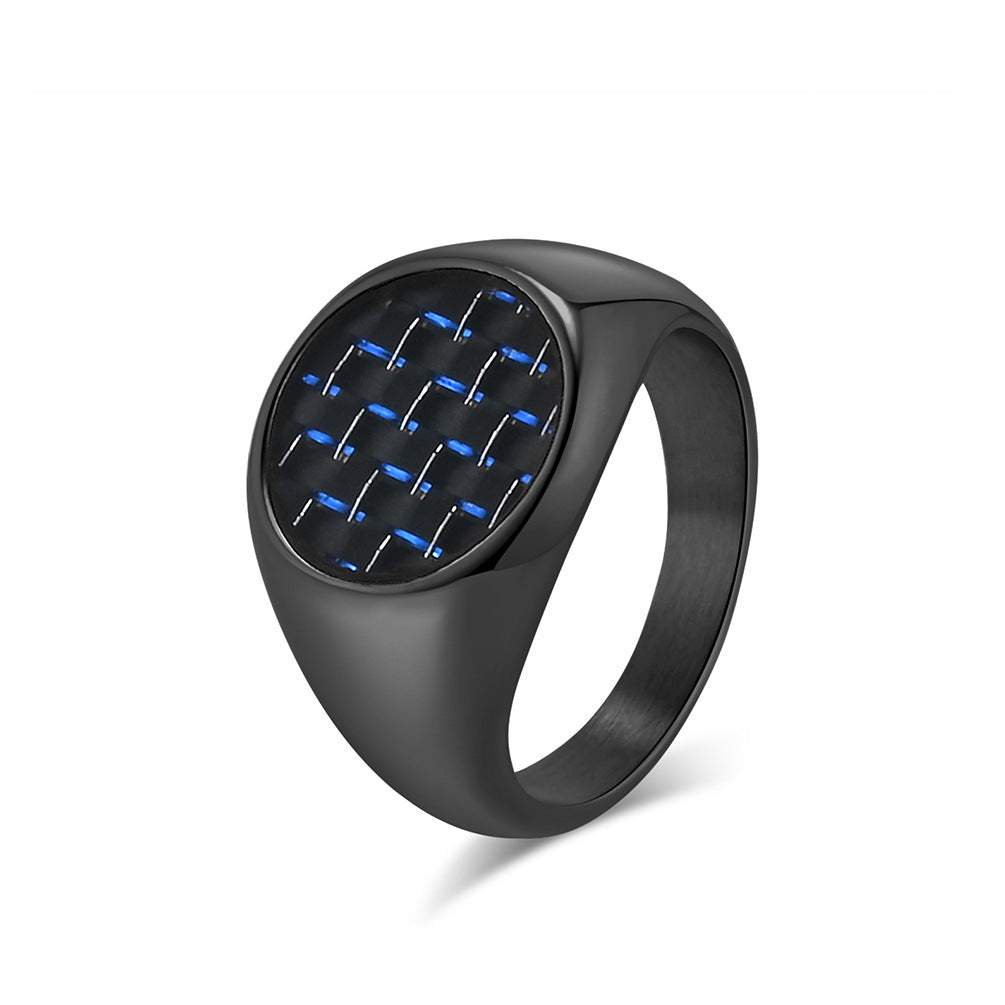 Wholesale Titanium Steel Inlaid Carbon Fiber Men's Rings