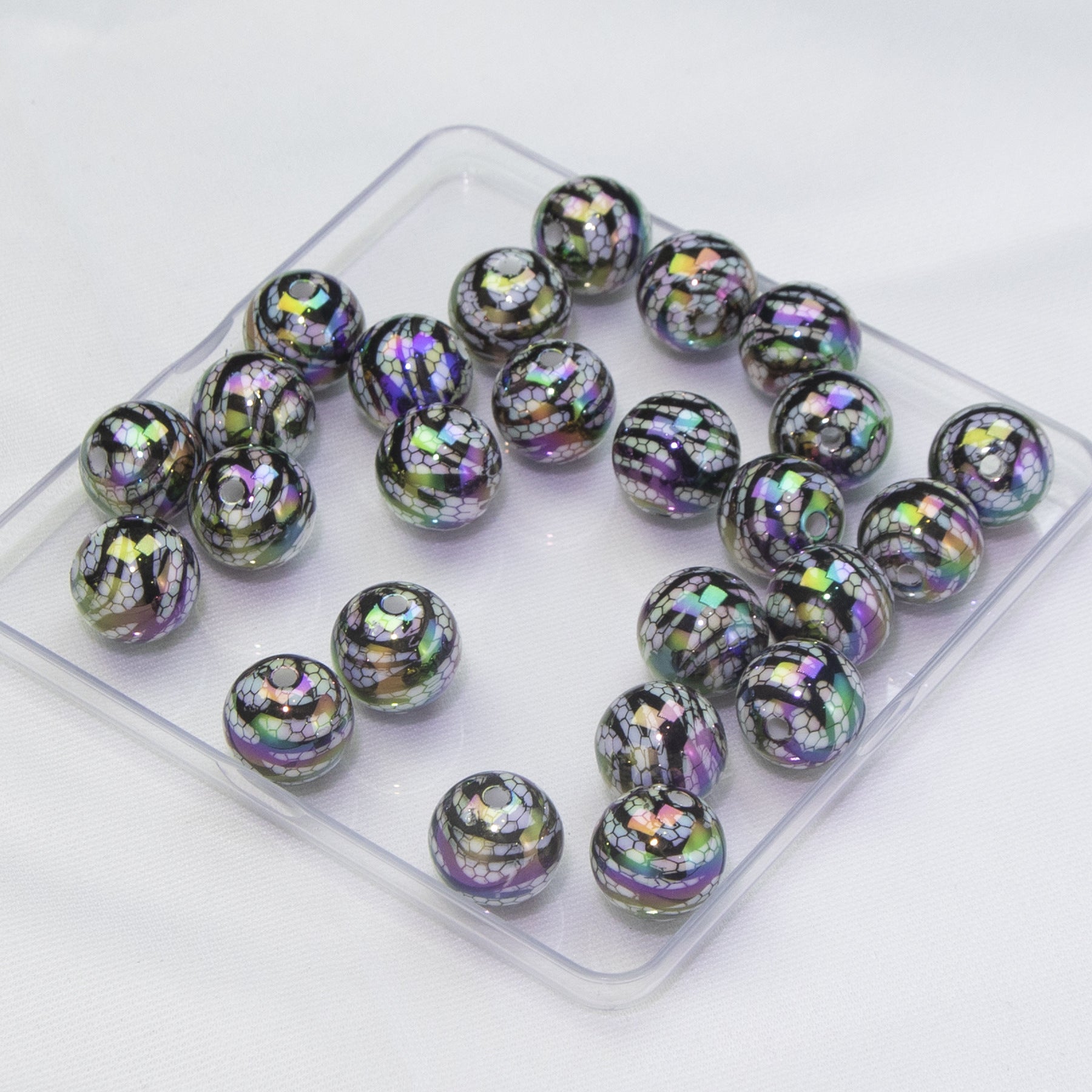 Wholesale 10pcs Lace Zebra Pattern Beads Round Beads