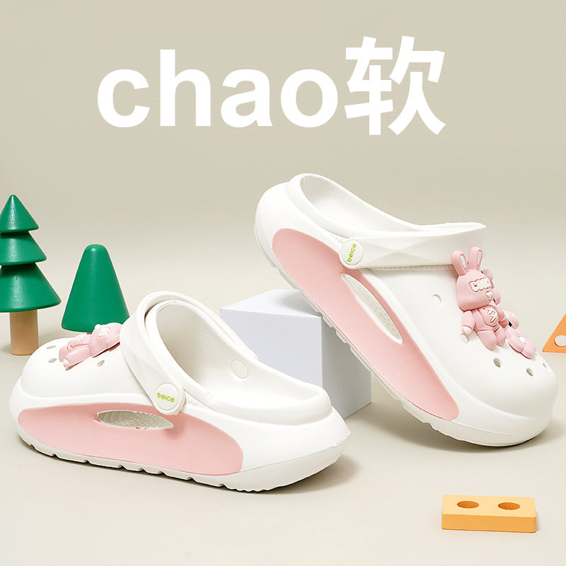 Wholesale  New Style Hole Shoes Women's Summer Outer Wear Soft Bottom Baotou Sandals and Slippers Women's Non-Slip Fashionable