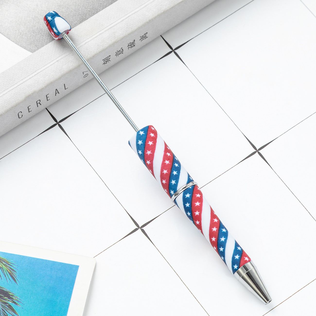 Wholesale Independence Day Beadable Pens DIY for Beadable Plastic Pen
